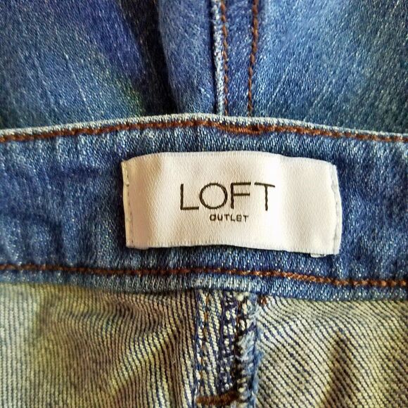 Ann Taylor LOFT Outlet Curvy Skinny Crop Jeans 14 Blue Stretch Denim - Picture 3 of 5